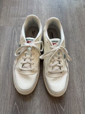 Reebok Men's White Leather Sneakers with Subtle Gray Trim